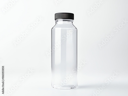 Transparent Sports Bottle on White Background