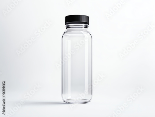 Transparent Sports Bottle on White Background