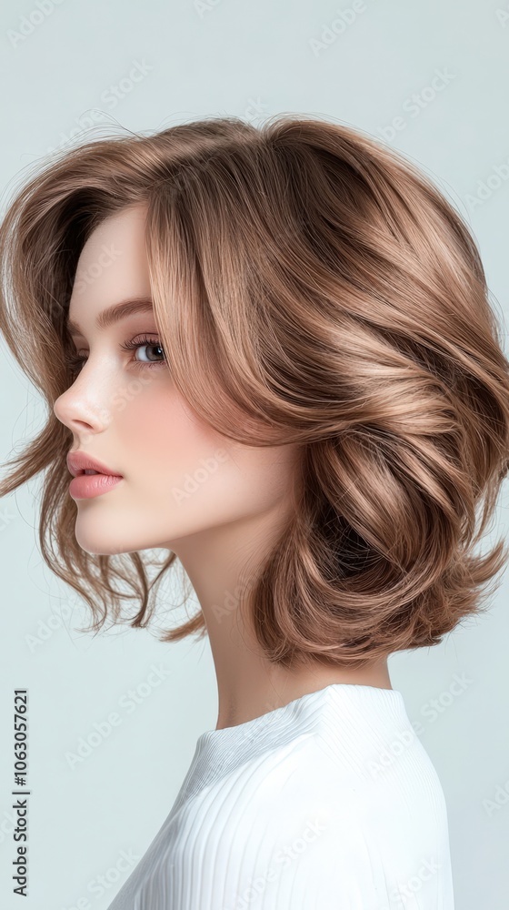 A woman with long brown hair is shown with a white shirt A woman with long brown hair is shown with a white shirt