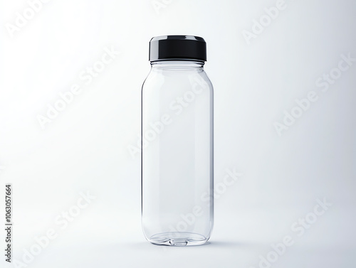 Transparent Sports Bottle on White Background