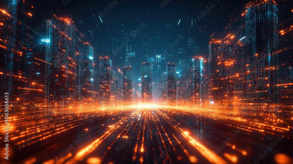 A futuristic metropolis made of data streams with glowing privacy walls protecting sensitive buildings filled with personal information showcasing innovative urban architecture and technology A futuristic metropolis made of data streams with glowing privacy walls protecting sensitive buildings filled with personal information showcasing innovative urban architecture and technology