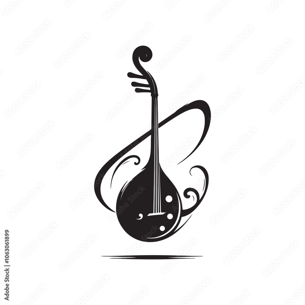 Obraz premium Minimalist Erhu Silhouette - Erhu Illustration - Erhu Vector Art.