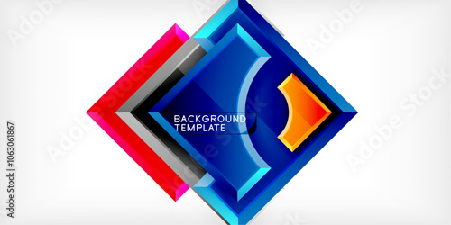 Square, arrow shapes with round elements Vector Illustration For Wallpaper, Banner, Background, Card, Book Illustration, landing page