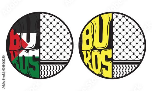 Palestinian scarf keffiyeh pattern circle logo