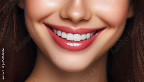 치아가 드러나게 환한 미소