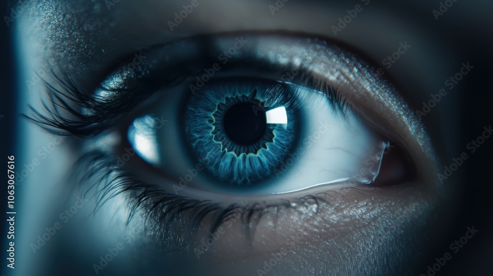 Close-up of a blue human eye with intricate iris details Close-up of a blue human eye with intricate iris details