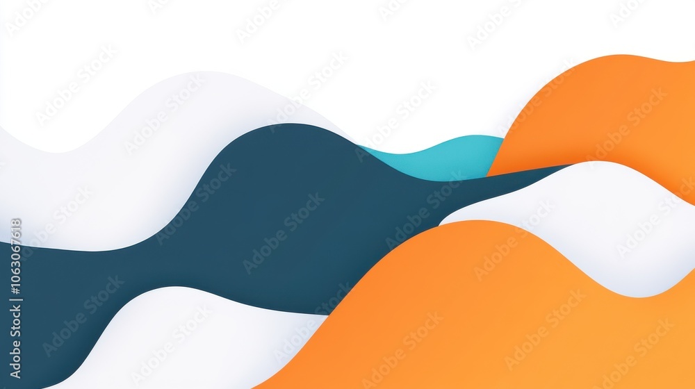 Minimalist abstract waves in blue, orange, and white Minimalist abstract waves in blue, orange, and white