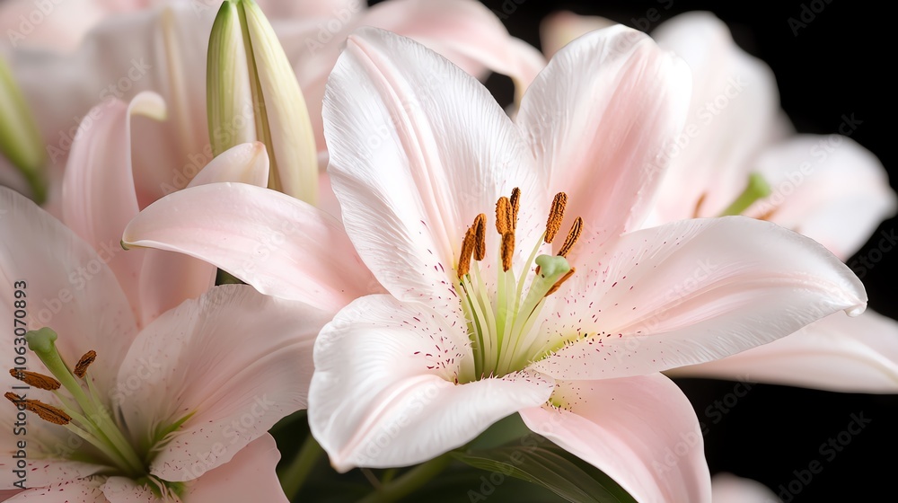 Pink lily petal closeup, rich textures, bold contrast Pink lily petal closeup, rich textures, bold contrast