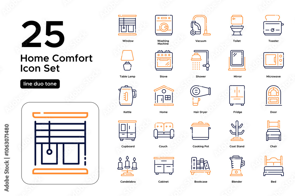 Home Comfort Line Duo Tone Icon Set: Relaxation Spaces, Cozy Details, and Living Essentials Icons Home Comfort Line Duo Tone Icon Set: Relaxation Spaces, Cozy Details, and Living Essentials Icons