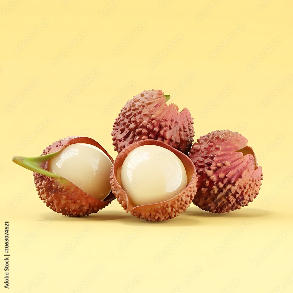 Lychee fruit isolated on color background with full depth of field Lychee fruit isolated on color background with full depth of field