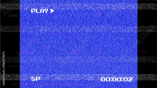 Retro CCTV or VHS video noise background Vintage horizontal scan lines with vignette border. Grunge	

