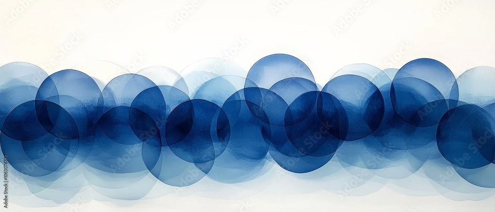 Abstract artwork featuring overlapping blue circles on a light background. Abstract artwork featuring overlapping blue circles on a light background.