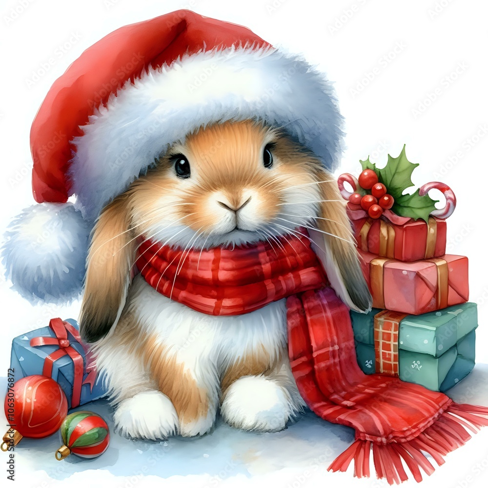 Festive Bunny with Christmas Gifts Festive Bunny with Christmas Gifts