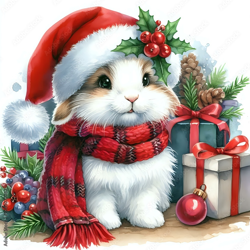 Festive Bunny with Christmas Gifts Festive Bunny with Christmas Gifts
