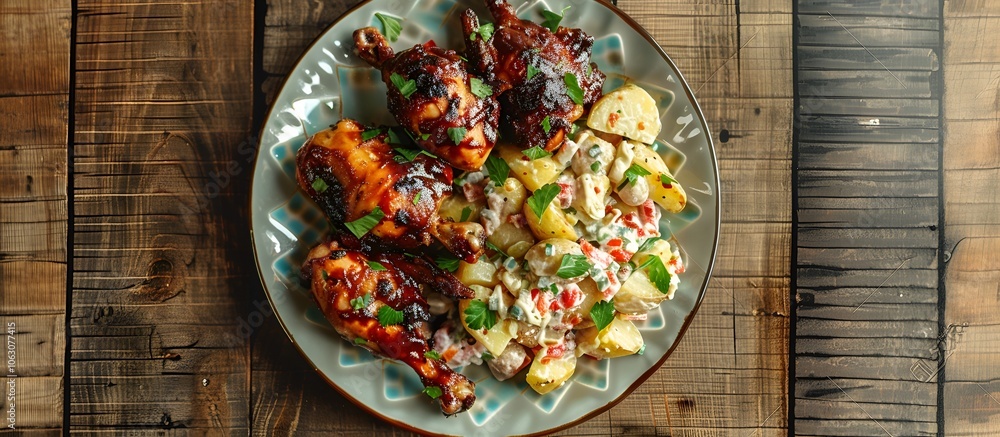 3D Barbecue Ribs with Potatoes on Wooden Table
3D Barbecue Ribs with Potatoes on Wooden Table