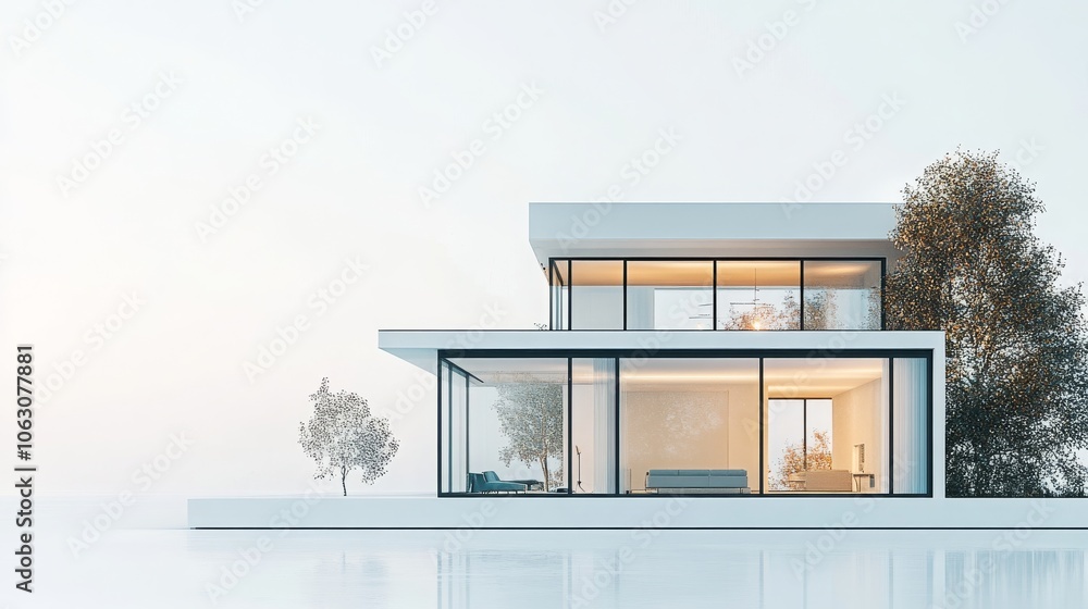 Modern Minimalist House Architecture 3D Render Modern Minimalist House Architecture 3D Render