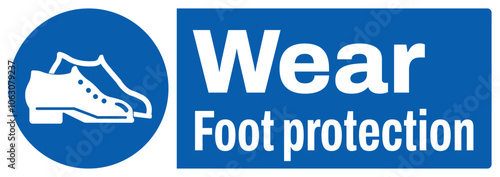 ISO mandatory safety signs text variation_wear foot protection_landscape size 1/2 a4,a3,a2,a1	