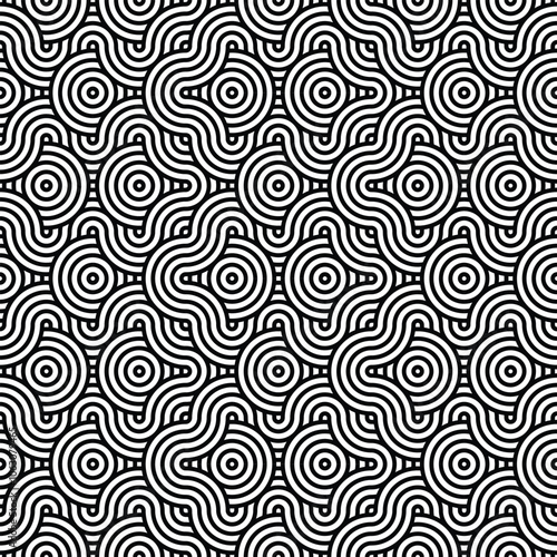 Abstract seamless pattern. Concentric circles. Intersecting repeating circles background. 