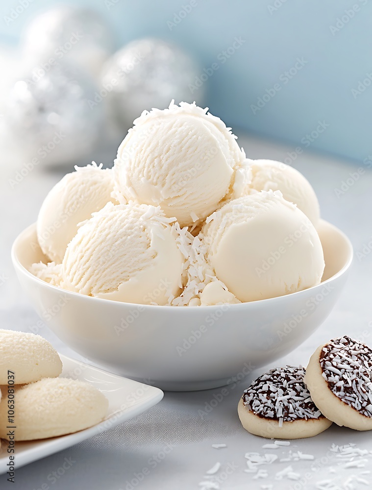 Coconut Ice Cream Delight with Sweet Cookies Coconut Ice Cream Delight with Sweet Cookies