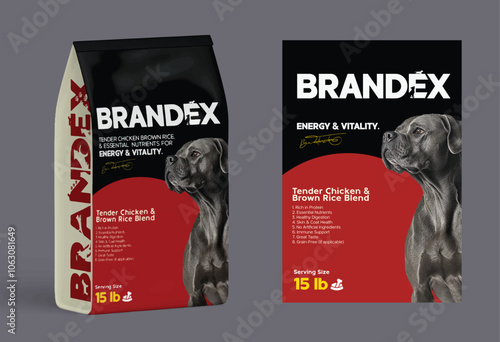 Brandex Pet Food Packaging Design Template – Editable EPS for Dog and Cat Foods photo