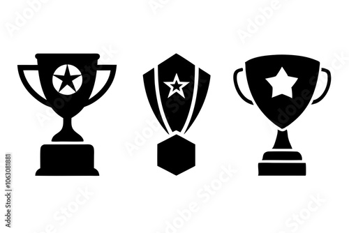 Set of Trophy icon logo vector template, Education icon concepts, Creative design on white background.