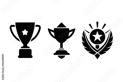 Set of Trophy icon logo vector template, Education icon concepts, Creative design on white background.