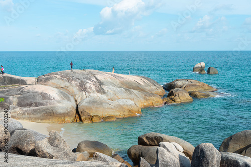 Hin Ta Hin Yai Rock at Lamai Beach  the hightlights of Koh Samui,Surat Thani,Thailand. photo