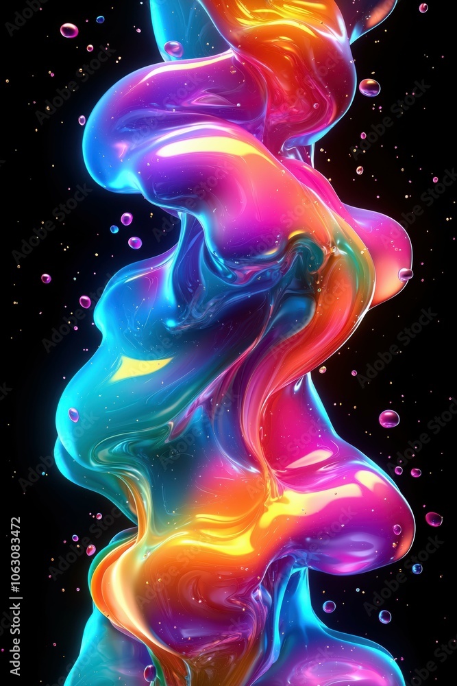Abstract swirling mass with glossy, colorful appearance. Abstract swirling mass with glossy, colorful appearance.