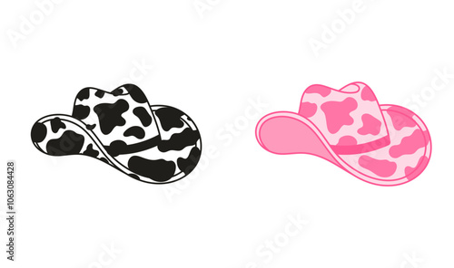 Set of retro Cowgirl hats. Cowboy western and wild west theme. Hand drawn isolated vector design for postcard, t-shirt, sticker etc.