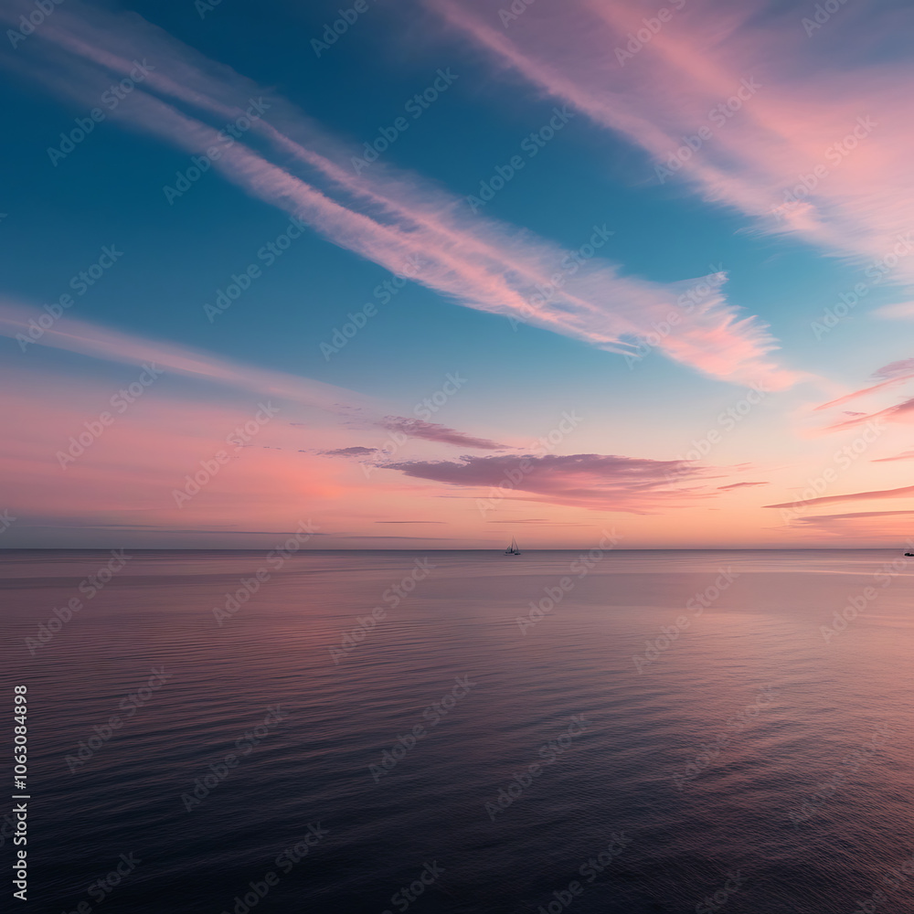 Naklejka premium Beach and sunset Generative AI