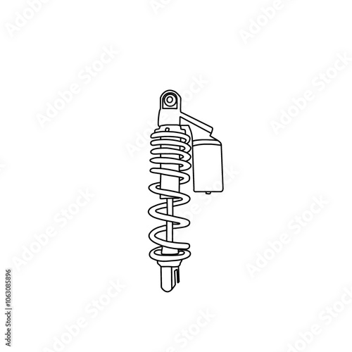 Line art design of a shock absorber. Hand-drawn vector illustration shock breaker flat icon. Outline vector doodle illustration. isolated on a white background.