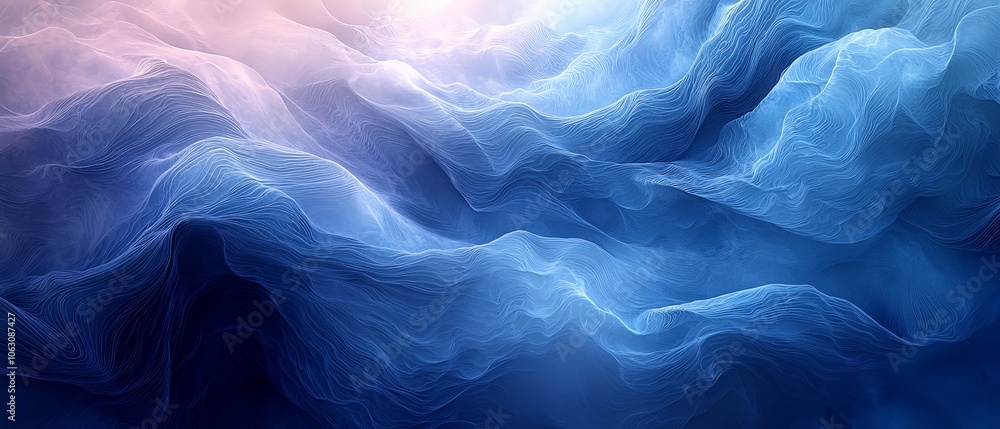 Abstract blue and purple waves creating a serene and fluid visual effect. Abstract blue and purple waves creating a serene and fluid visual effect.