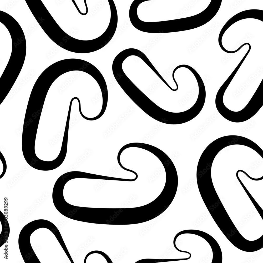 seamless pattern with New Year icons of Christmas long candy drawn in line art style seamless pattern with New Year icons of Christmas long candy drawn in line art style