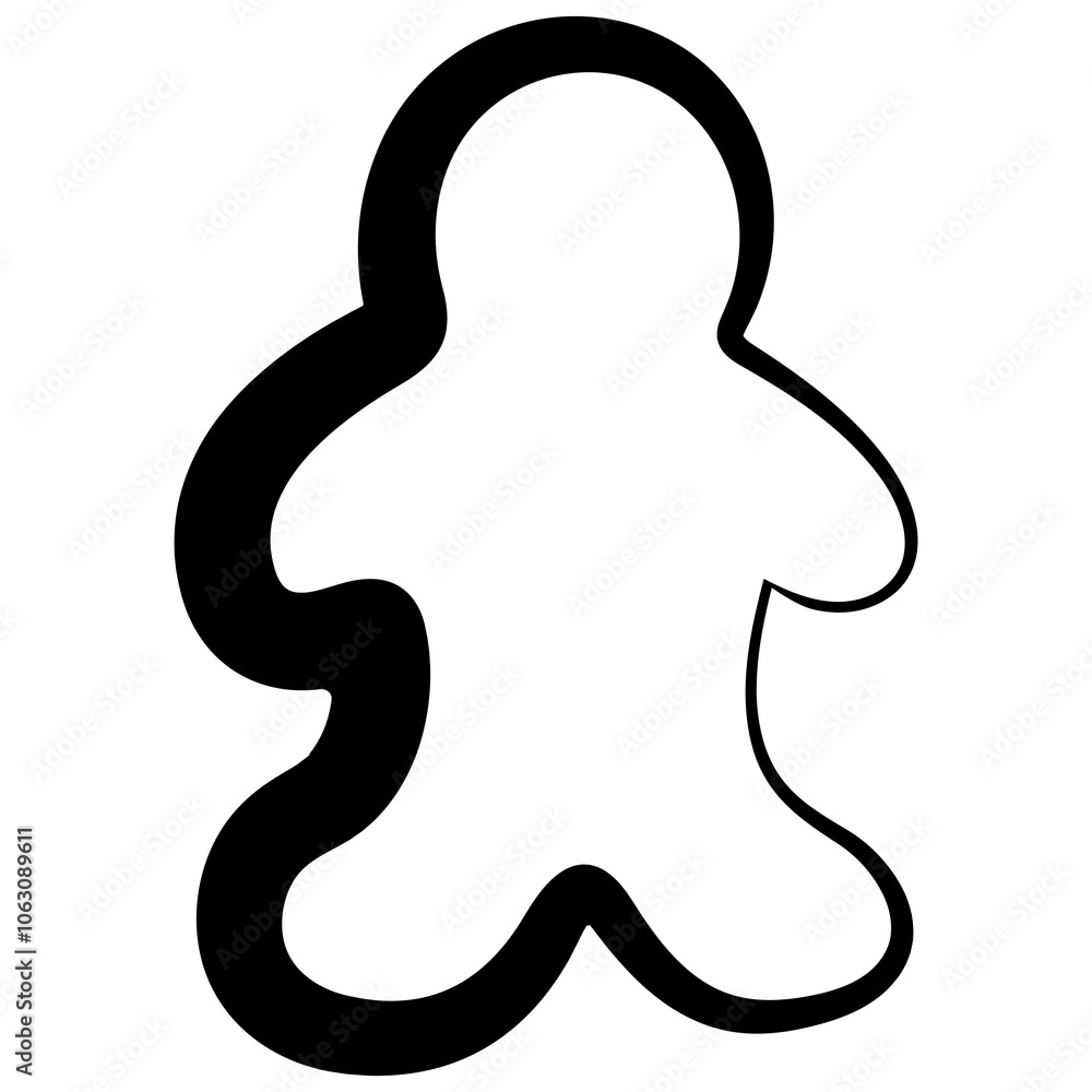 Christmas gingerbread icon drawn in line art style, for Christmas textile, packaging or decorations Christmas gingerbread icon drawn in line art style, for Christmas textile, packaging or decorations