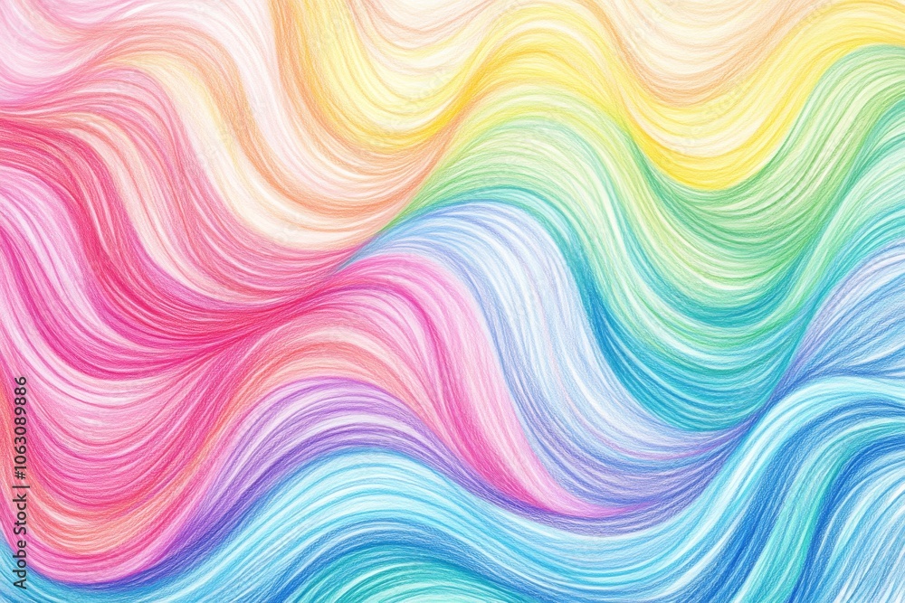 Abstract background with pastel rainbow colors, soft waves of color in the shape of hair Abstract background with pastel rainbow colors, soft waves of color in the shape of hair