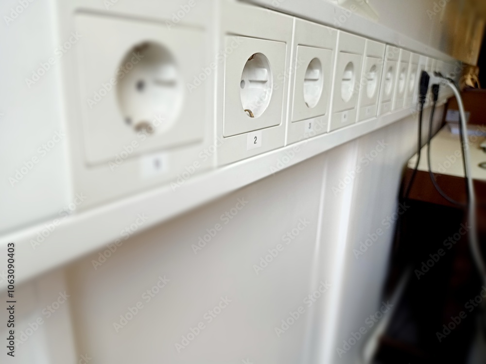 Electric 220 V connections, plug in, socket. Electric 220 V connections, plug in, socket.