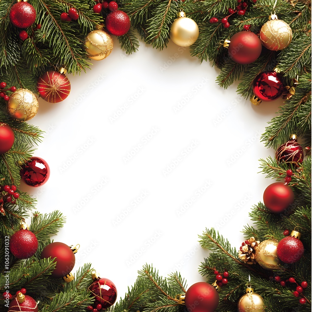 Christmas Ornament Wreath with Red and Gold Baubles Christmas Ornament Wreath with Red and Gold Baubles
