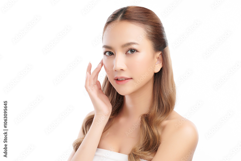 Beautiful young asian woman with clean fresh skin on white background, Face care, Facial treatment, Cosmetology, beauty and spa, Asian women portrait. Beautiful young asian woman with clean fresh skin on white background, Face care, Facial treatment, Cosmetology, beauty and spa, Asian women portrait.