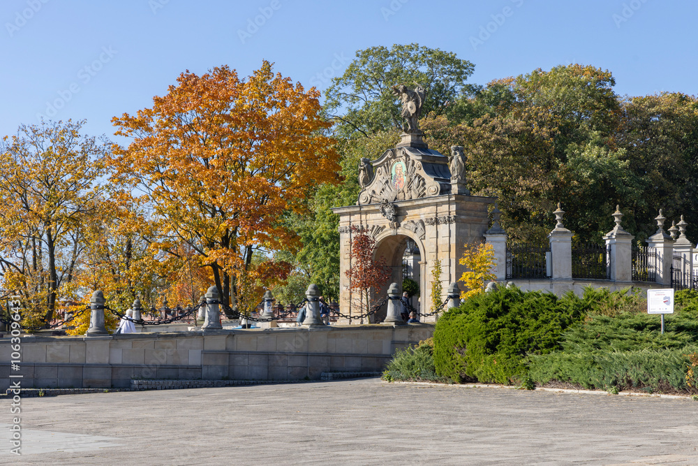 Lubomirski Gate with mosaic of Our Lady Queen, Jasna Gora Monastery (Light Mountain), Czestochowa, Poland