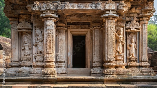 A serene perspective of an ancient temple s entrance
