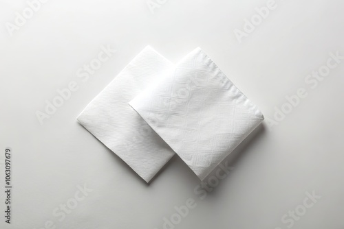 Minimalist Top View of Two Neatly Folded Tissue Papers Stacked on a Clean White Background with Clipping Path for Modern Design Use and Minimalist Aesthetic Appeal