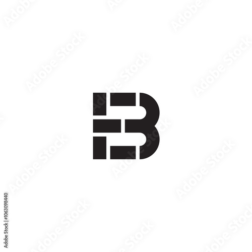 Letter B and Brick logo or icon design