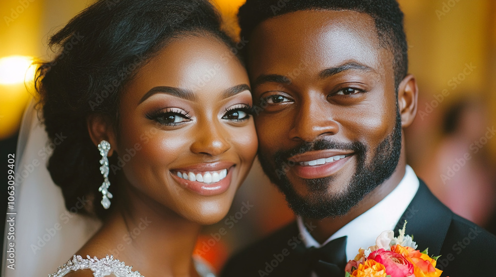 Photo of a bride and groom at a wedding Photo of a bride and groom at a wedding
