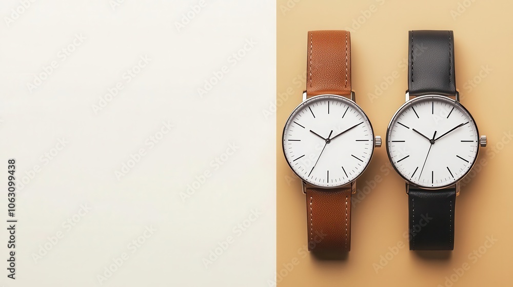 Two watches sidebyside, one labeled Luxury with high price, the other Affordable with value Two watches sidebyside, one labeled Luxury with high price, the other Affordable with value