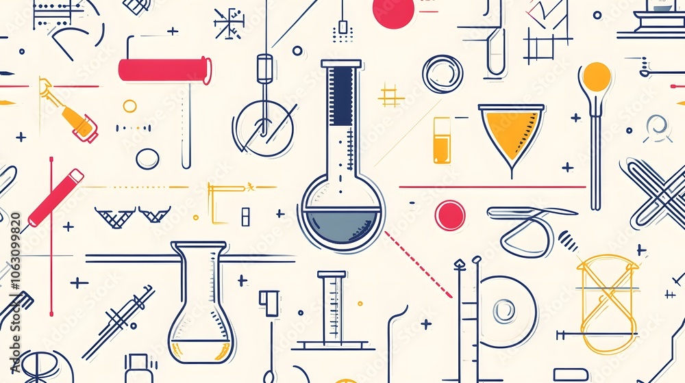 Abstract Pattern with Scientific Instruments and Geometric Shapes Abstract Pattern with Scientific Instruments and Geometric Shapes