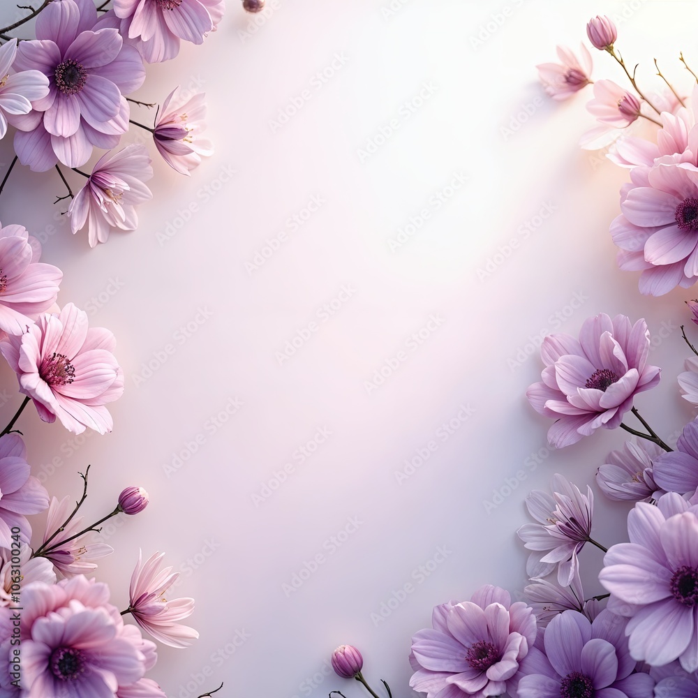 Frame of beautiful fresh purple flowers with space for text Frame of beautiful fresh purple flowers with space for text