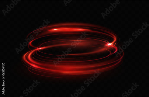 Red neon ring. Luminous circle. Glow effect. Round light frame. abstract light lines of motion and speed.Abstract light lines of motion and speed.