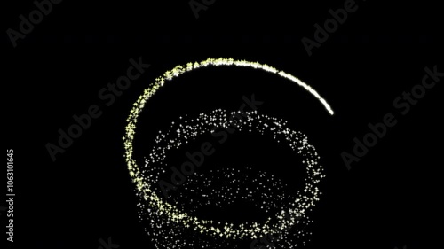 キラキラした星の粉が螺旋を描き飛びまわる動画、背景透過