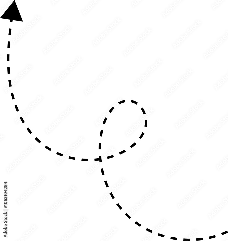 Handdrawn dotted arrows. Hand drawn freehand different curved lines, swirls arrows. Curved arrow line. Doodle, sketch style. Isolated Handdrawn dotted arrows. Hand drawn freehand different curved lines, swirls arrows. Curved arrow line. Doodle, sketch style. Isolated