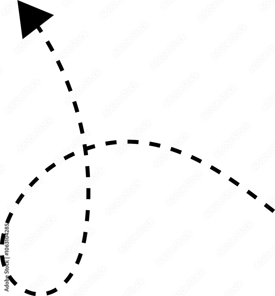 Handdrawn dotted arrows. Hand drawn freehand different curved lines, swirls arrows. Curved arrow line. Doodle, sketch style. Isolated Handdrawn dotted arrows. Hand drawn freehand different curved lines, swirls arrows. Curved arrow line. Doodle, sketch style. Isolated